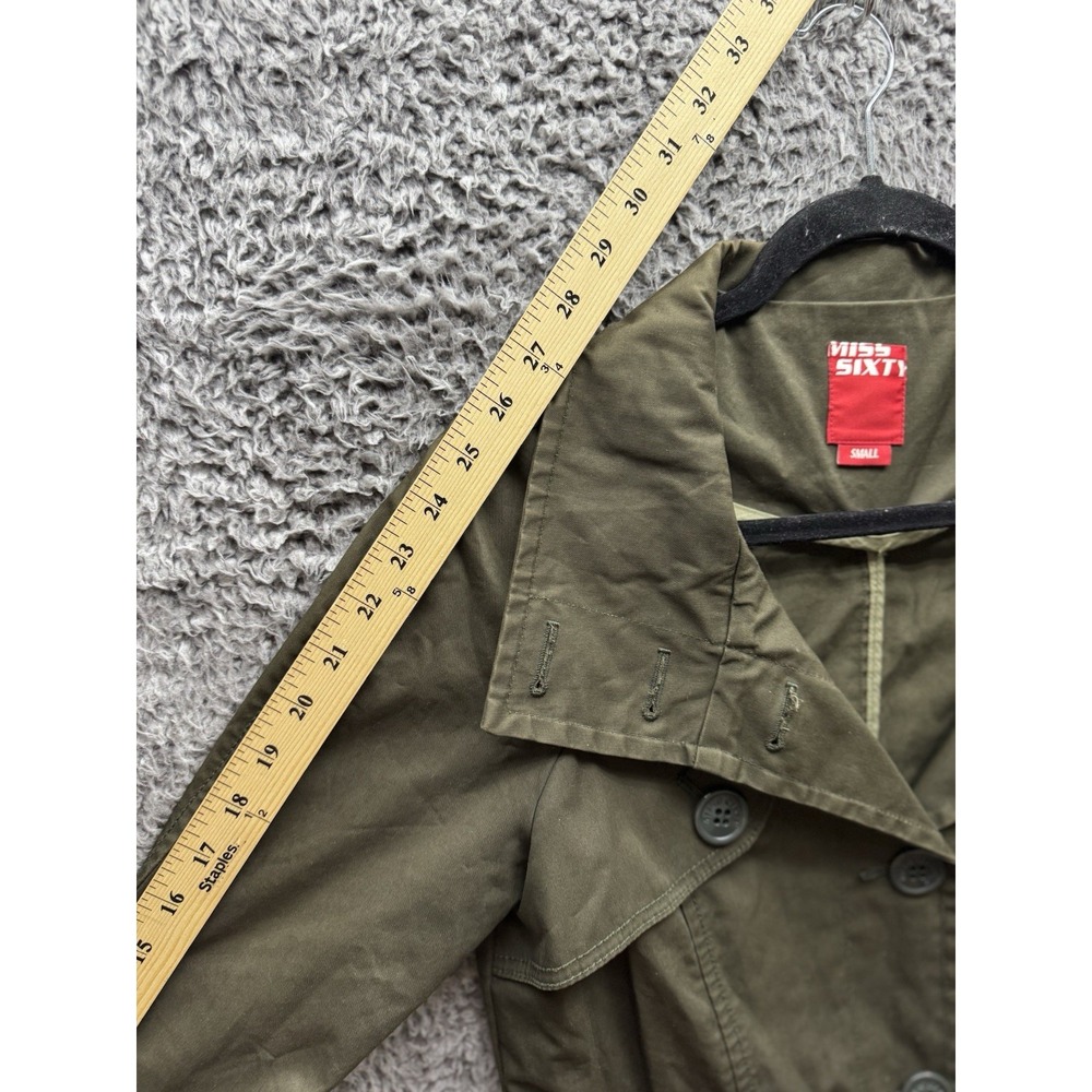 Vintage Miss Sixty Y2K Military Style Long Coat in Olive Green Size‎ Small - Picture 8 of 9